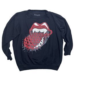 Rolling Stones Sweatshirt Tongue Graphic Black Crewneck Size S Pre-Owned‎ 2009